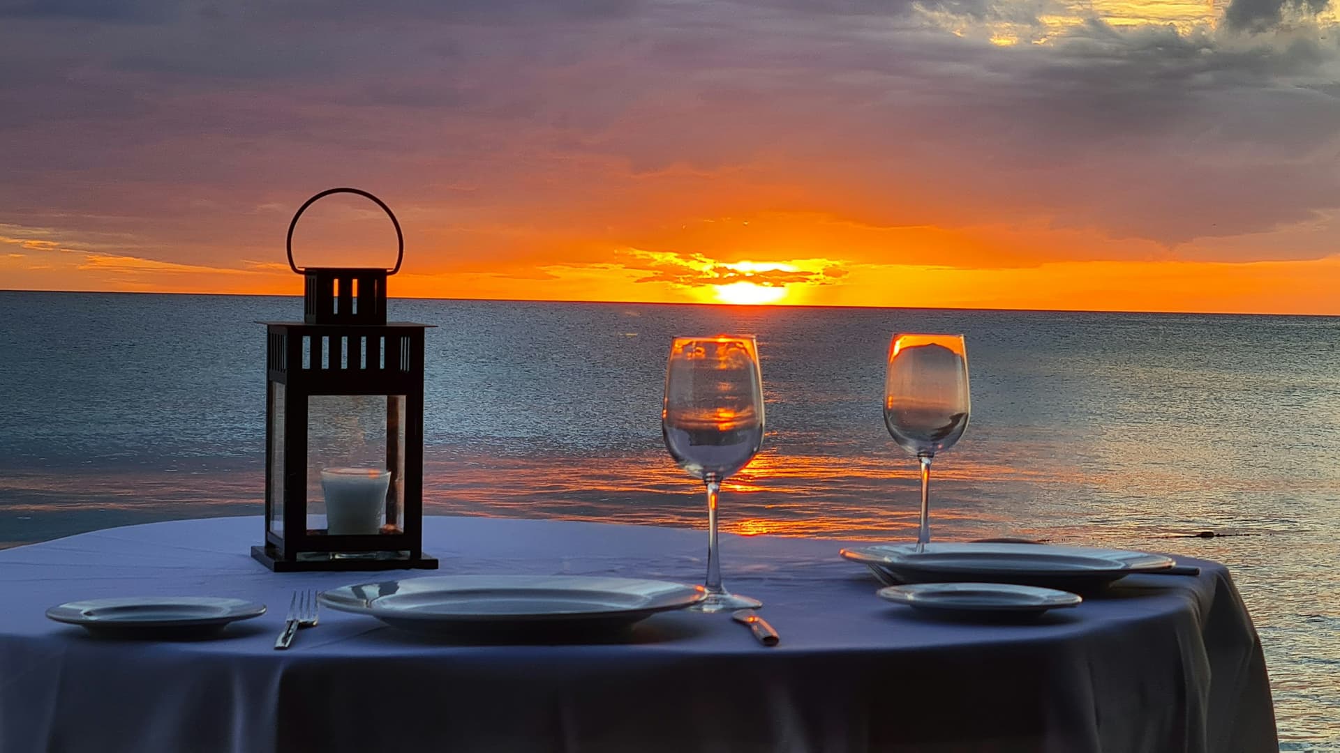 A table for two at sunset