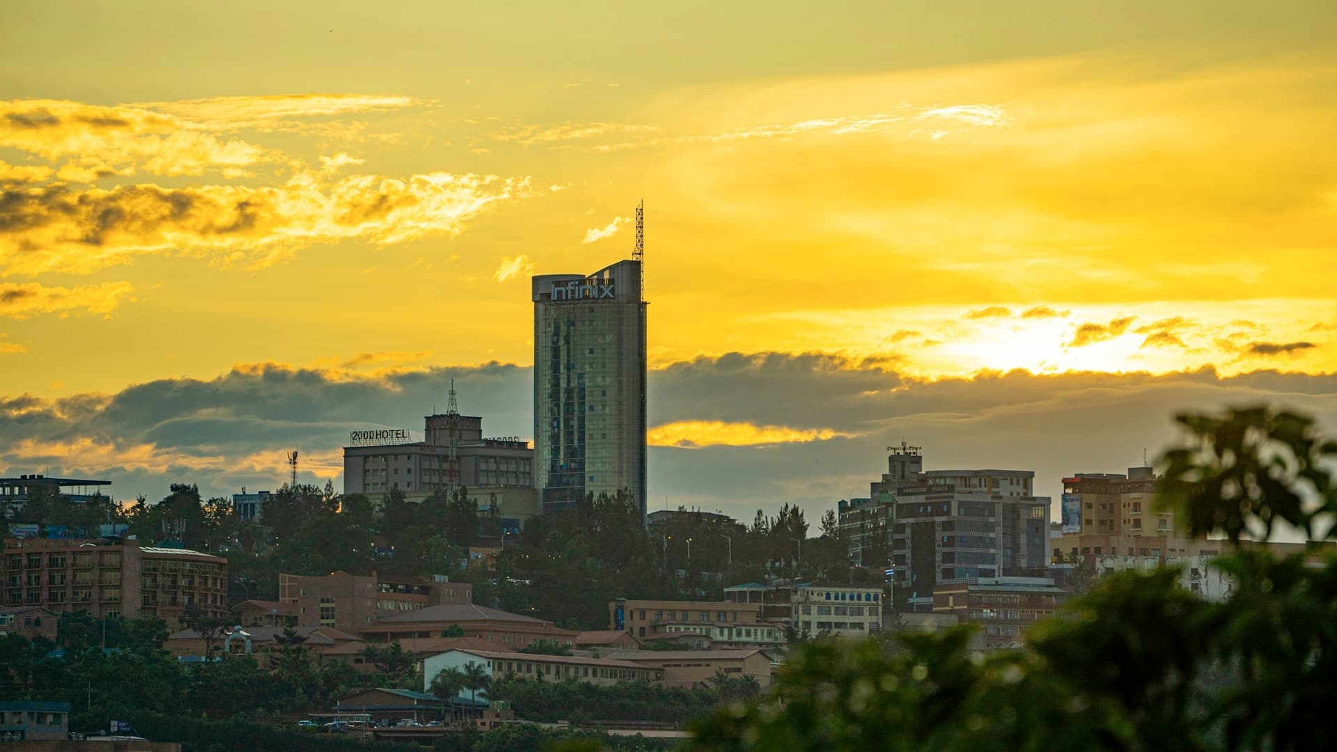 Kigali skyline at golden hour