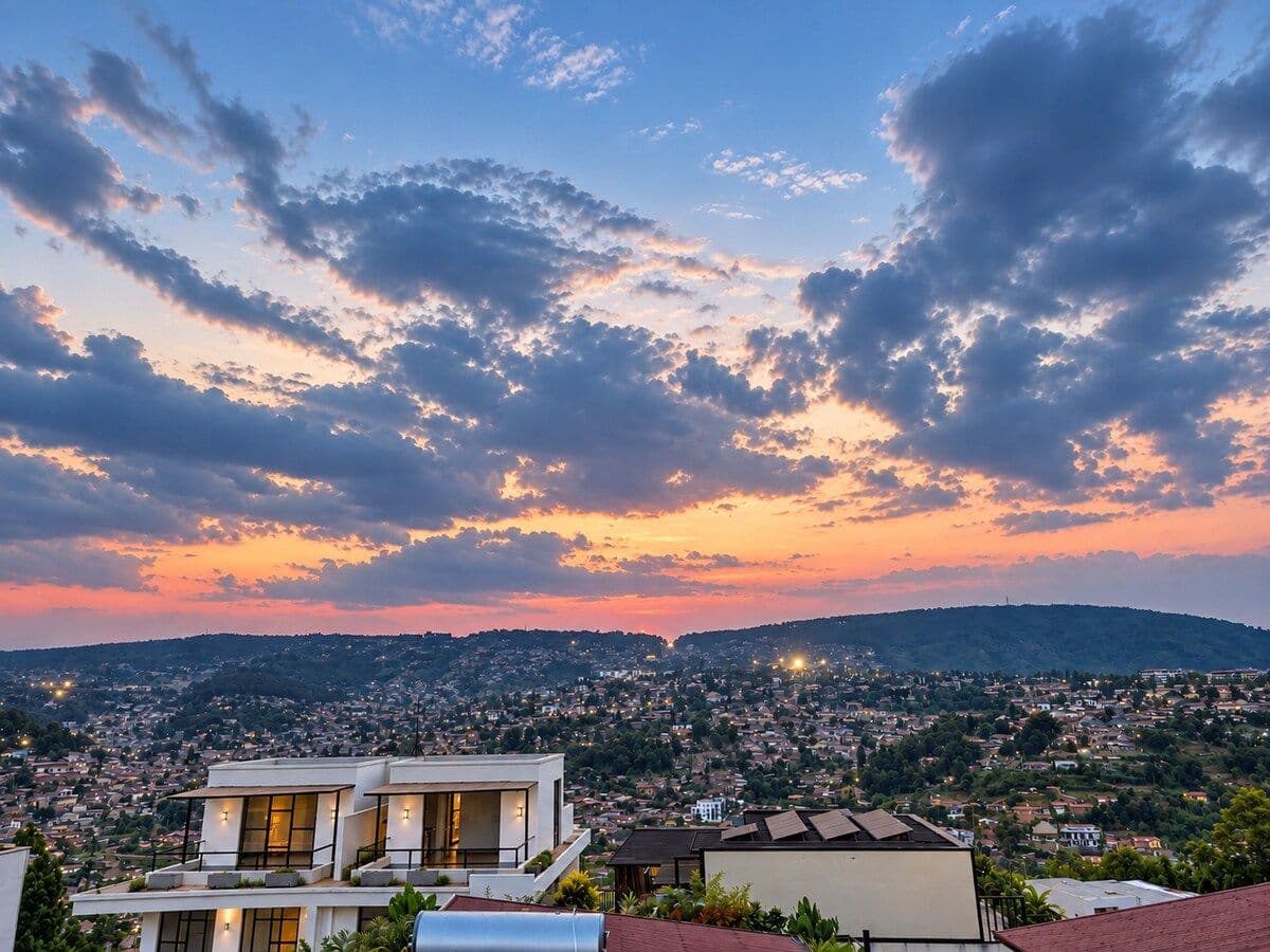 A sunset sky over Kigali, seen from the rooftop. Irebero, Rebero.